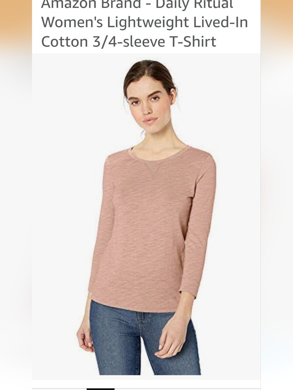 Daily Ritual Women's Blush Tee,EUC with 3/4 sleeves, lightweight, light pinkish